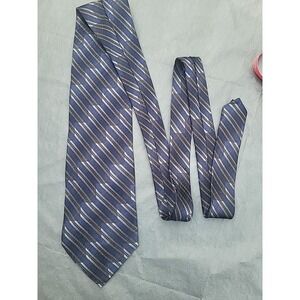 z inc handmade‎ silk tie blue and gray geometric